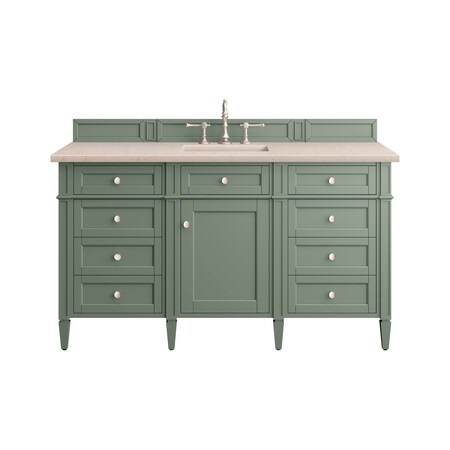 James Martin Vanities Brittany 60in Single Vanity, Smokey Celadon w/ 3 CM Eternal Marfil Top 650-V60S-SC-3EMR
